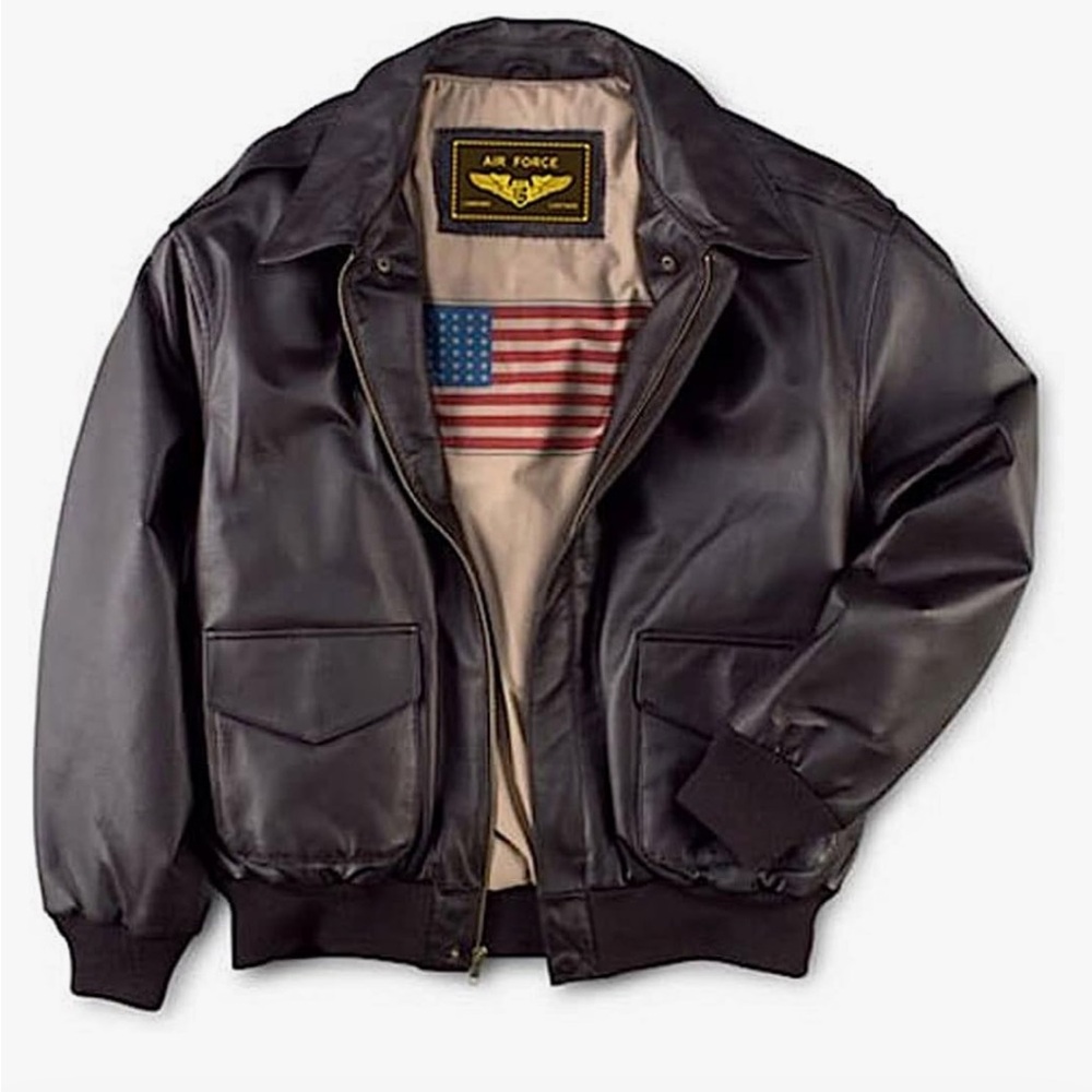 Genuine Leather Aviator Bomber Jacket - Picture 3 of 11